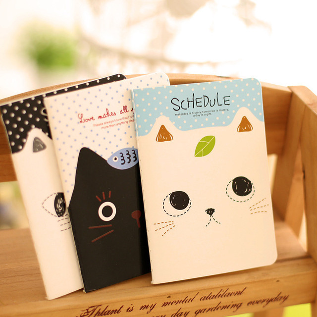 Cute cat mini notebook Stitching Binding note book Portable